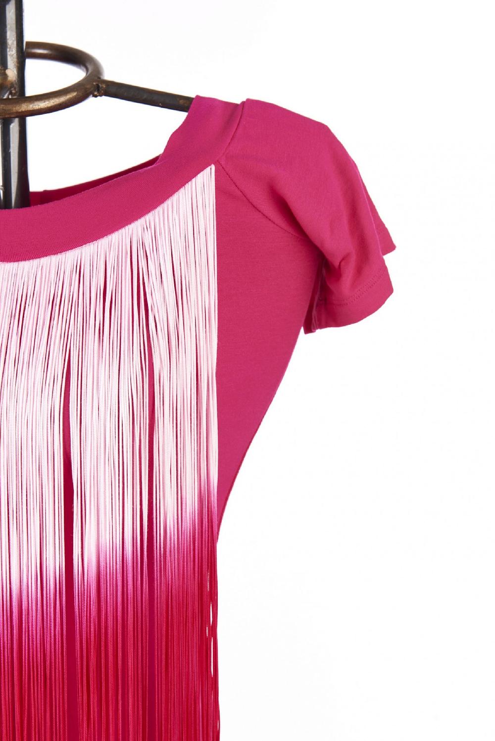 Save The Queen T-shirt fucsia con frange Sconto