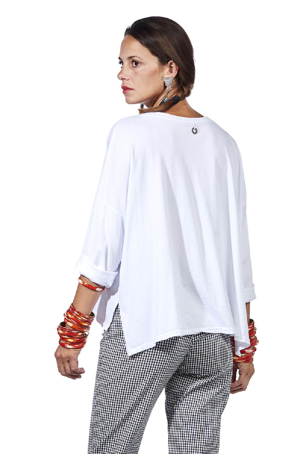 Save The Queen T-shirt bianca con ricamo applicato Economico