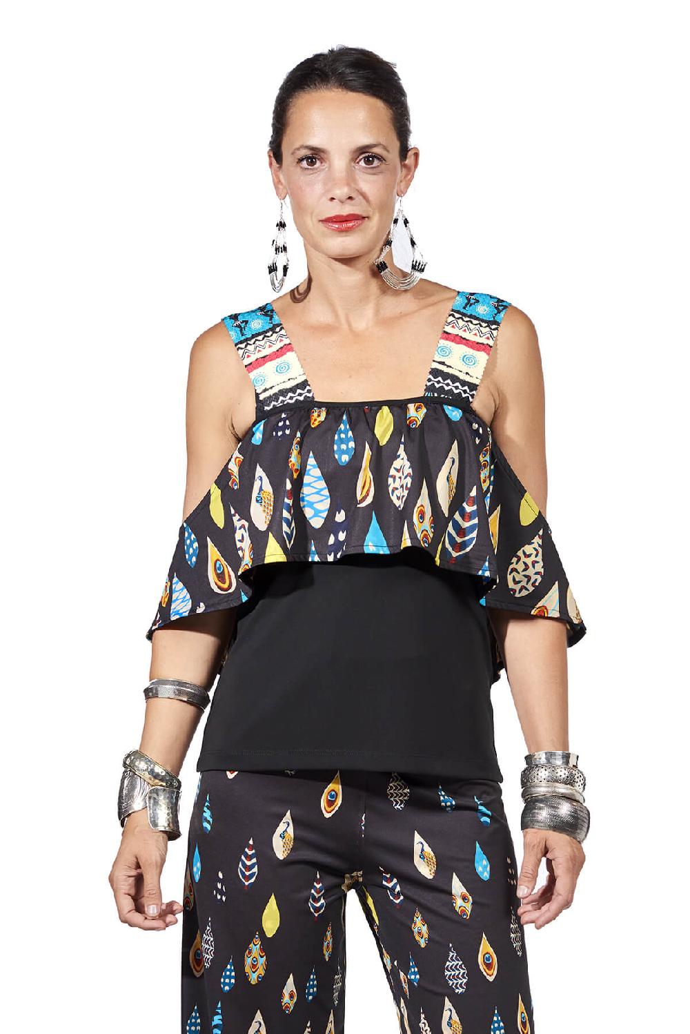Save The Queen Top con stampa dedicata al pavone “Afropavo” Outlet