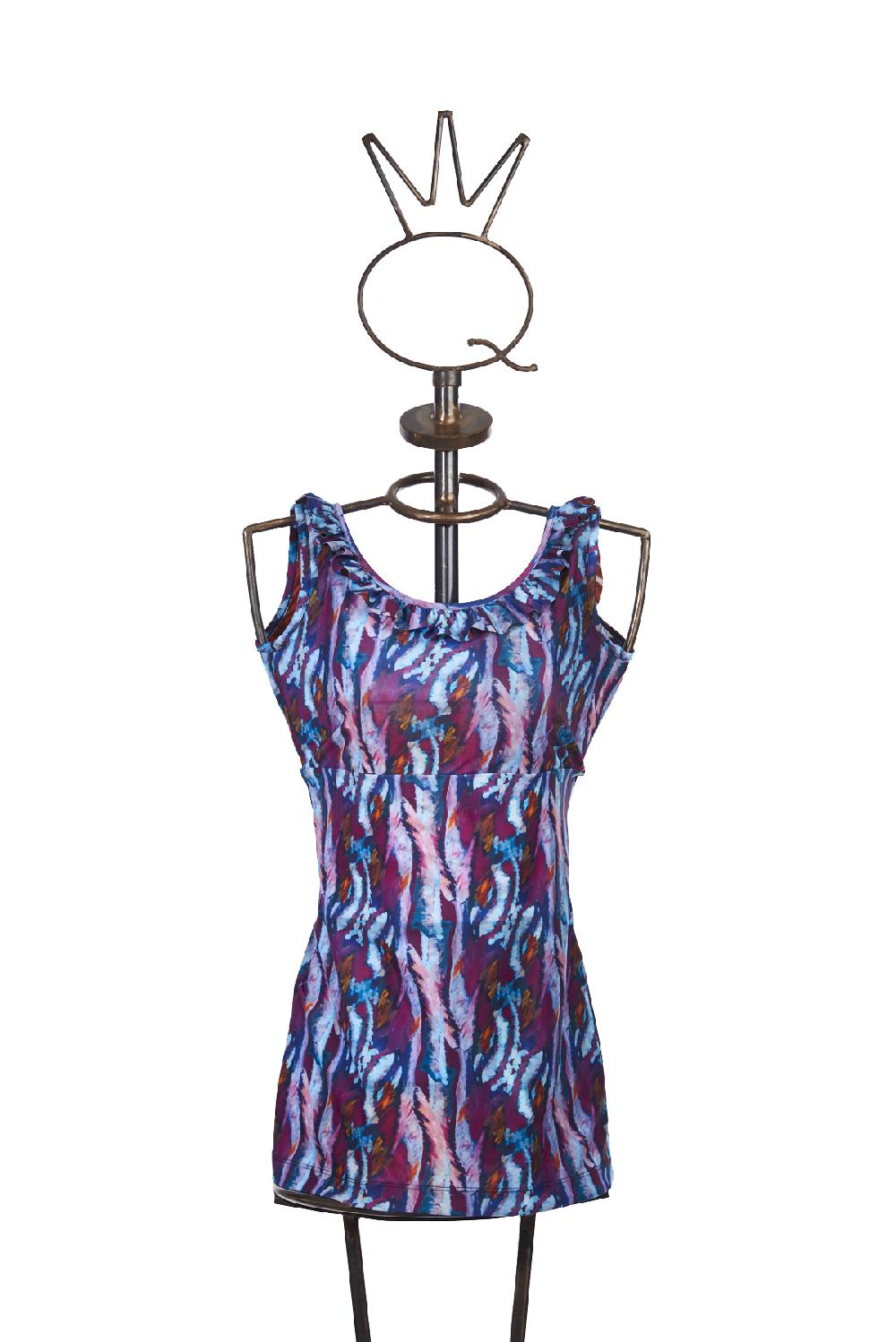 Save The Queen Top in jersey stampato con rouche