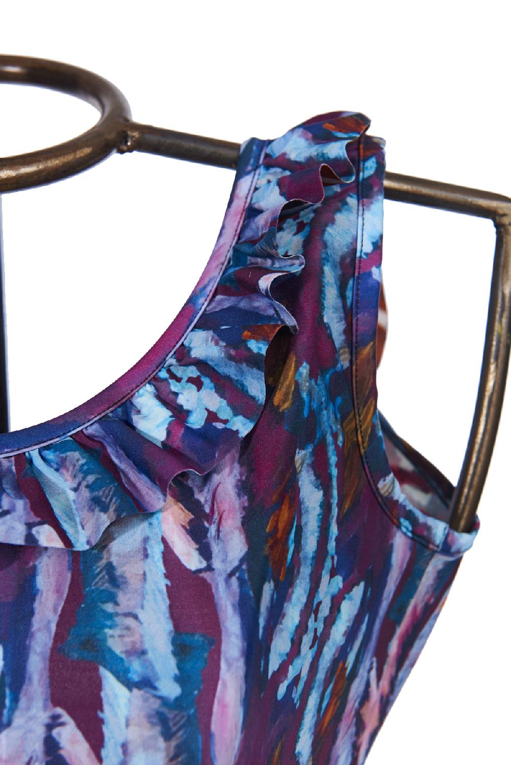 Save The Queen Top in jersey stampato con rouche Vendita Economica