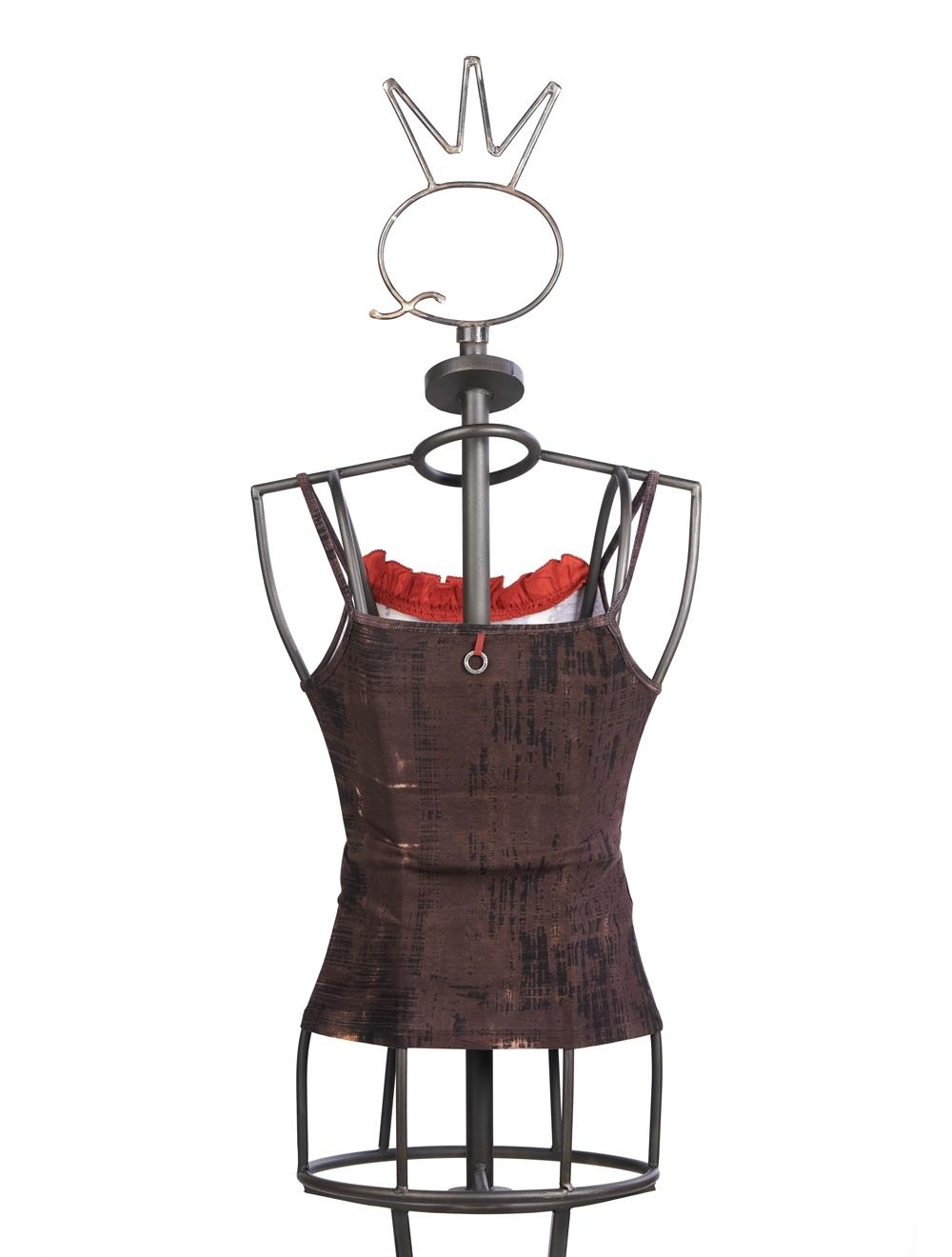 Save The Queen Canotta marrone stampata con applicazione Moda