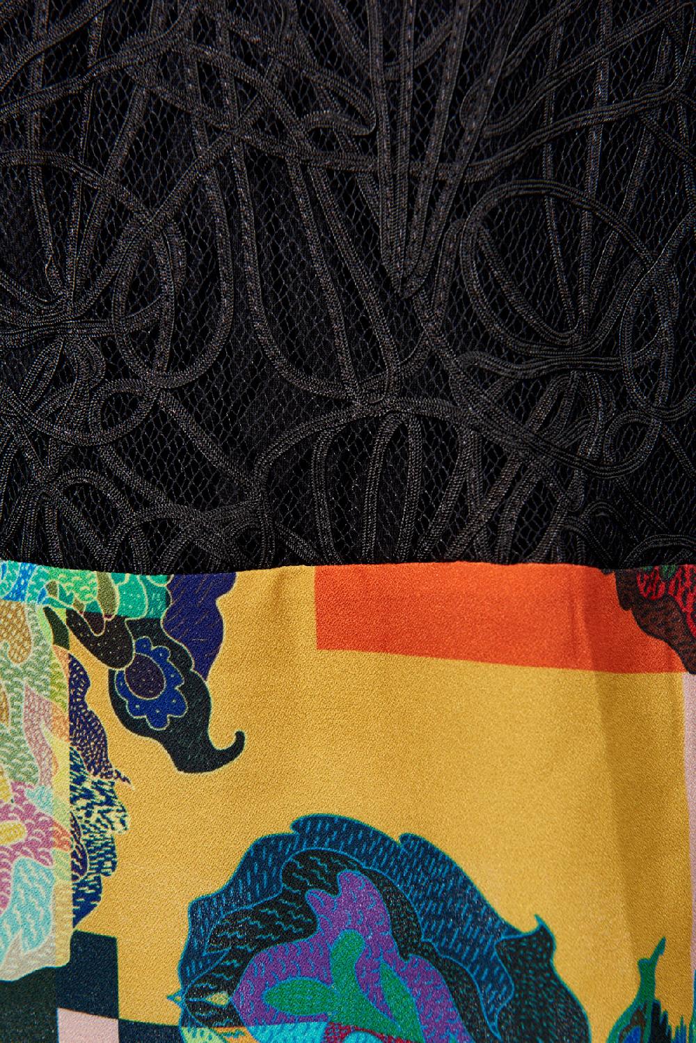Save The Queen Top in pizzo nero con dettaglio in tessuto stampato Sconto di tempo limitato