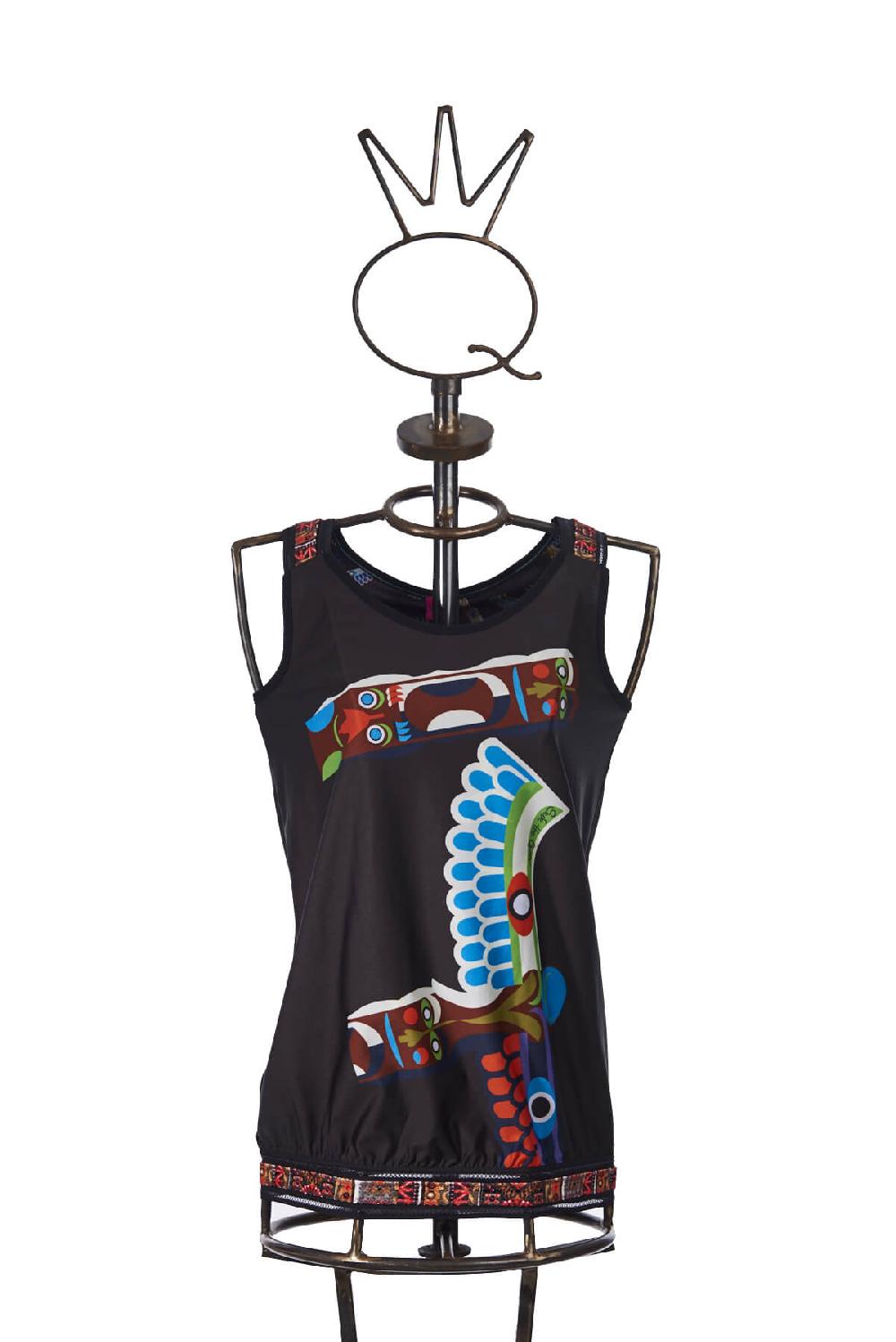 Save The Queen Top doubleface con stampe dedicate ai Totem indiani Prezzo di fabbrica