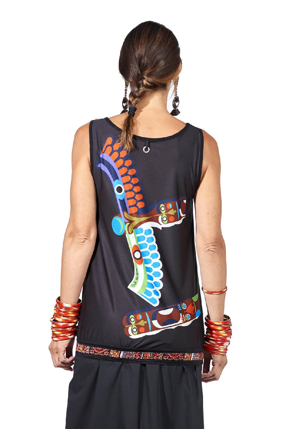 Save The Queen Top doubleface con stampe dedicate ai Totem indiani Prezzo di fabbrica