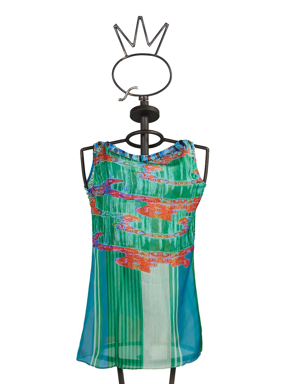 Save The Queen Top in seta con stampa dedicata al tucano Fornitura limitata