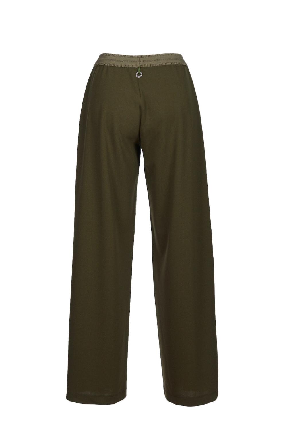 Save The Queen pantaloni in crepe verde oliva elasticizzato Offerte esclusive