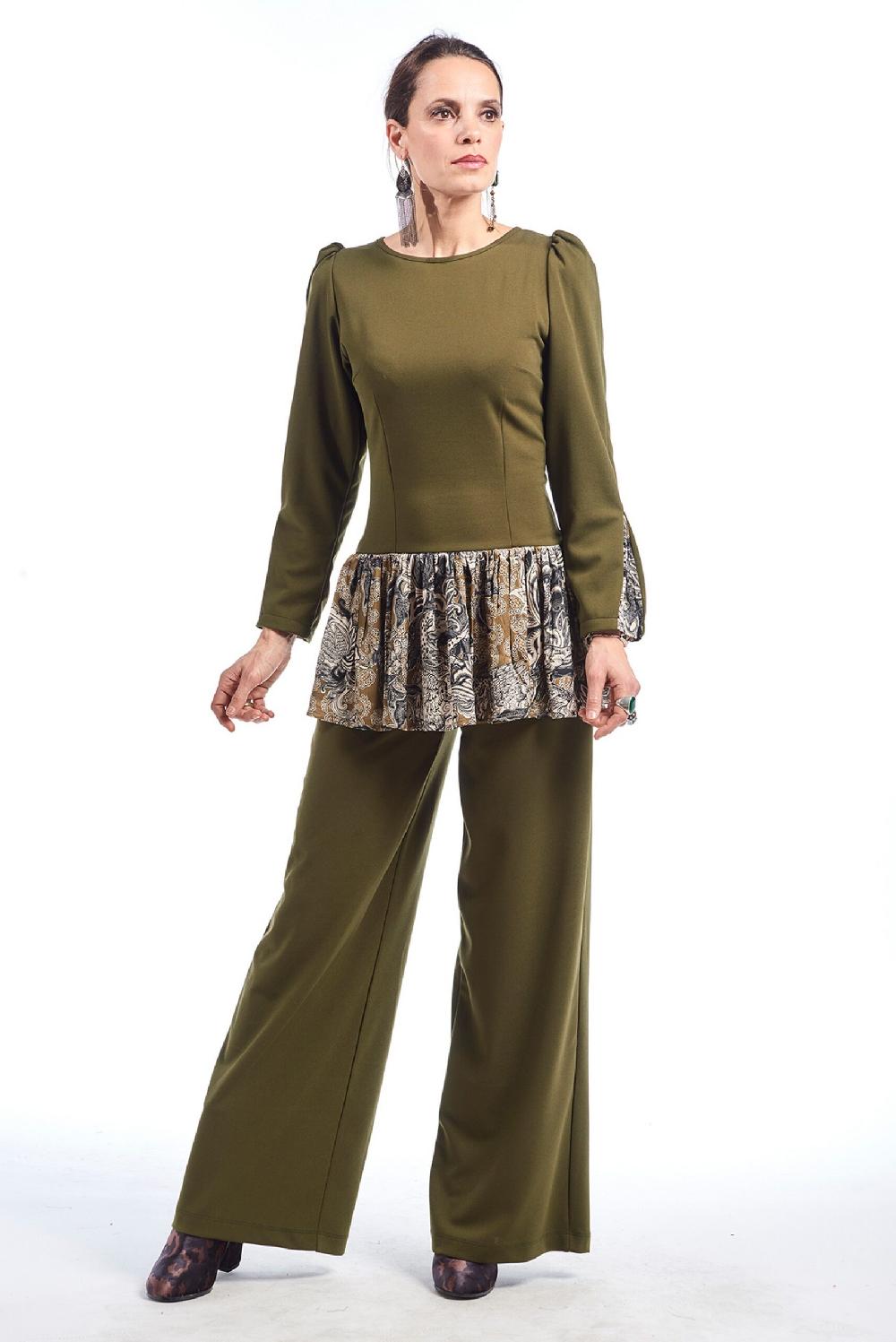 Save The Queen pantaloni in crepe verde oliva elasticizzato Offerte esclusive