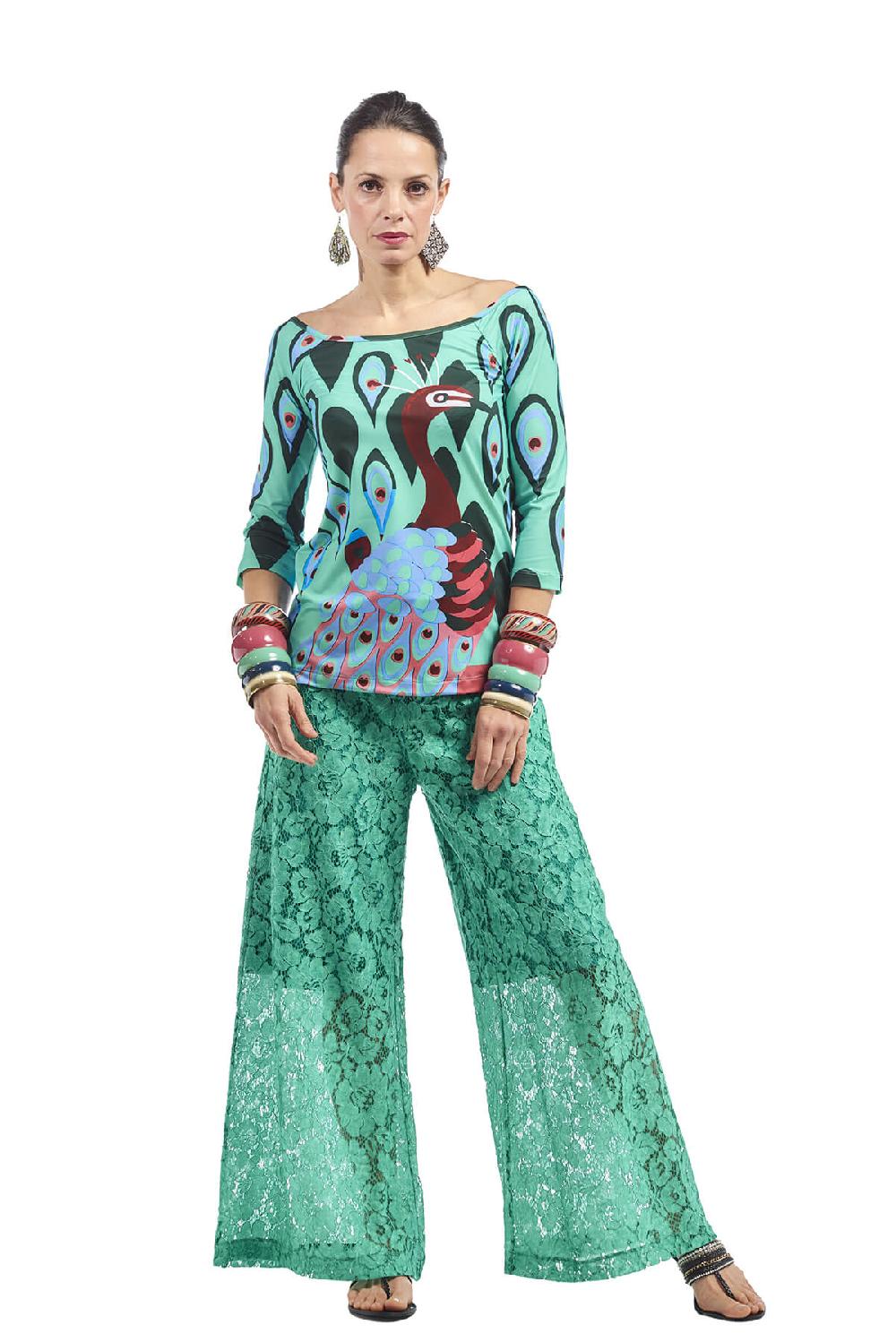 Save The Queen Pantalone palazzo in pizzo color verde smeraldo Nuovi prodotti