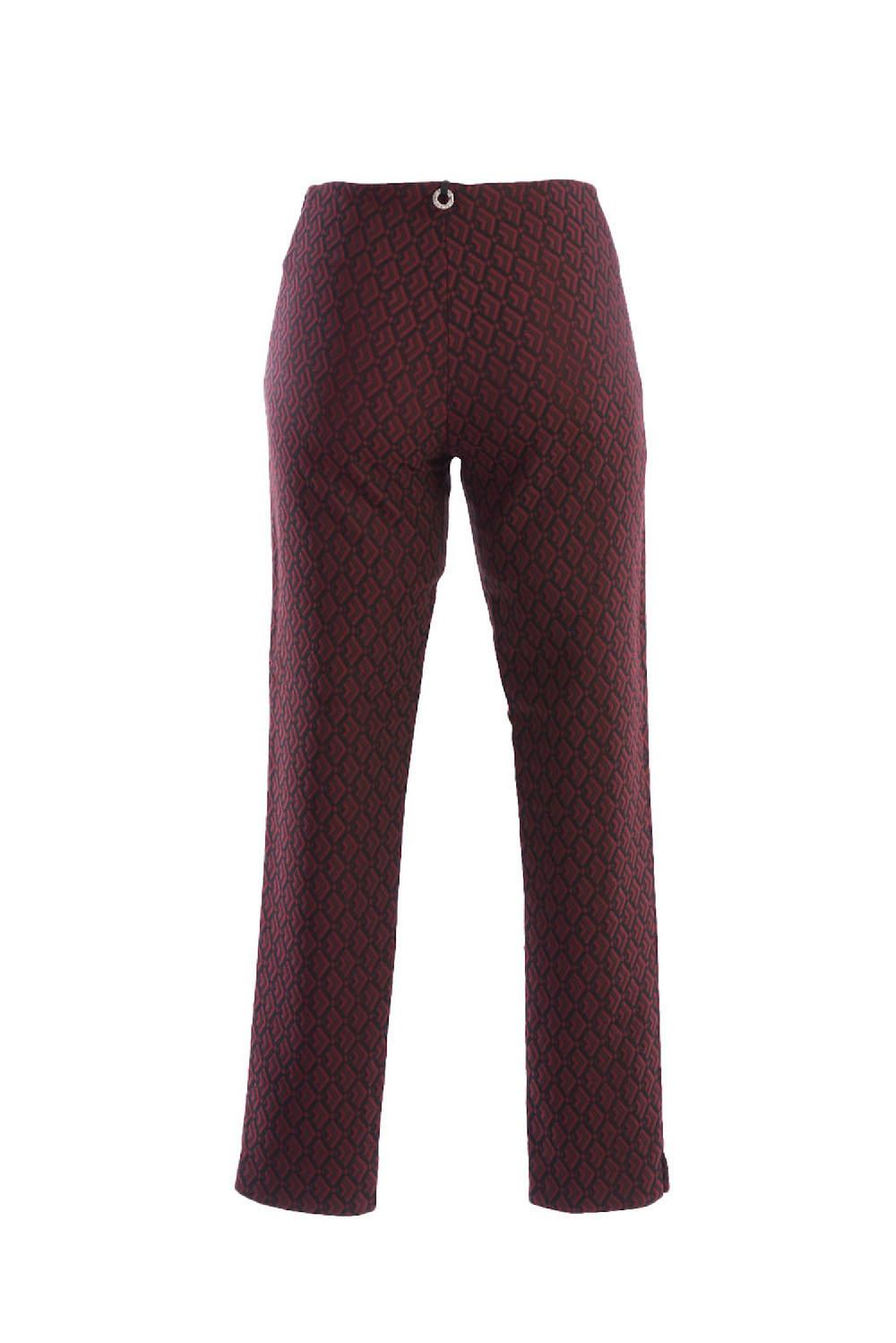 Save The Queen Pantaloni a sigaretta in tessuto jacquard bordeaux nero e viola Liquidazione