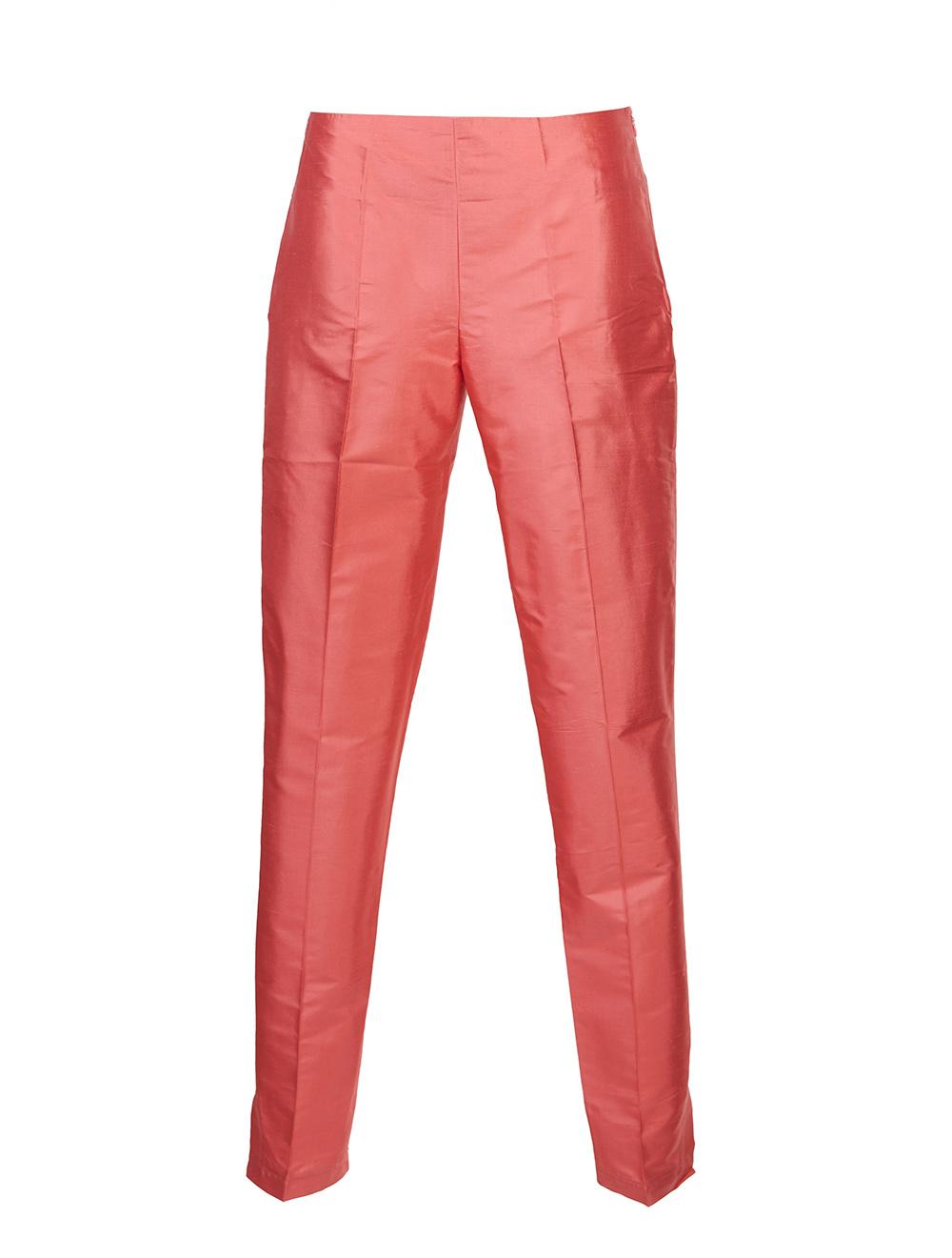 Save The Queen Pantalone in shantung di seta rosa corallo Offerte giornaliere