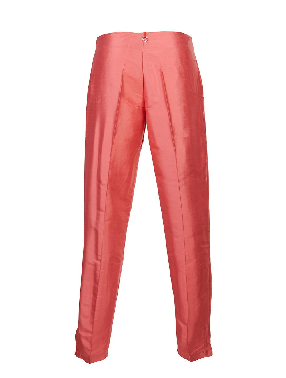 Save The Queen Pantalone in shantung di seta rosa corallo Offerte giornaliere