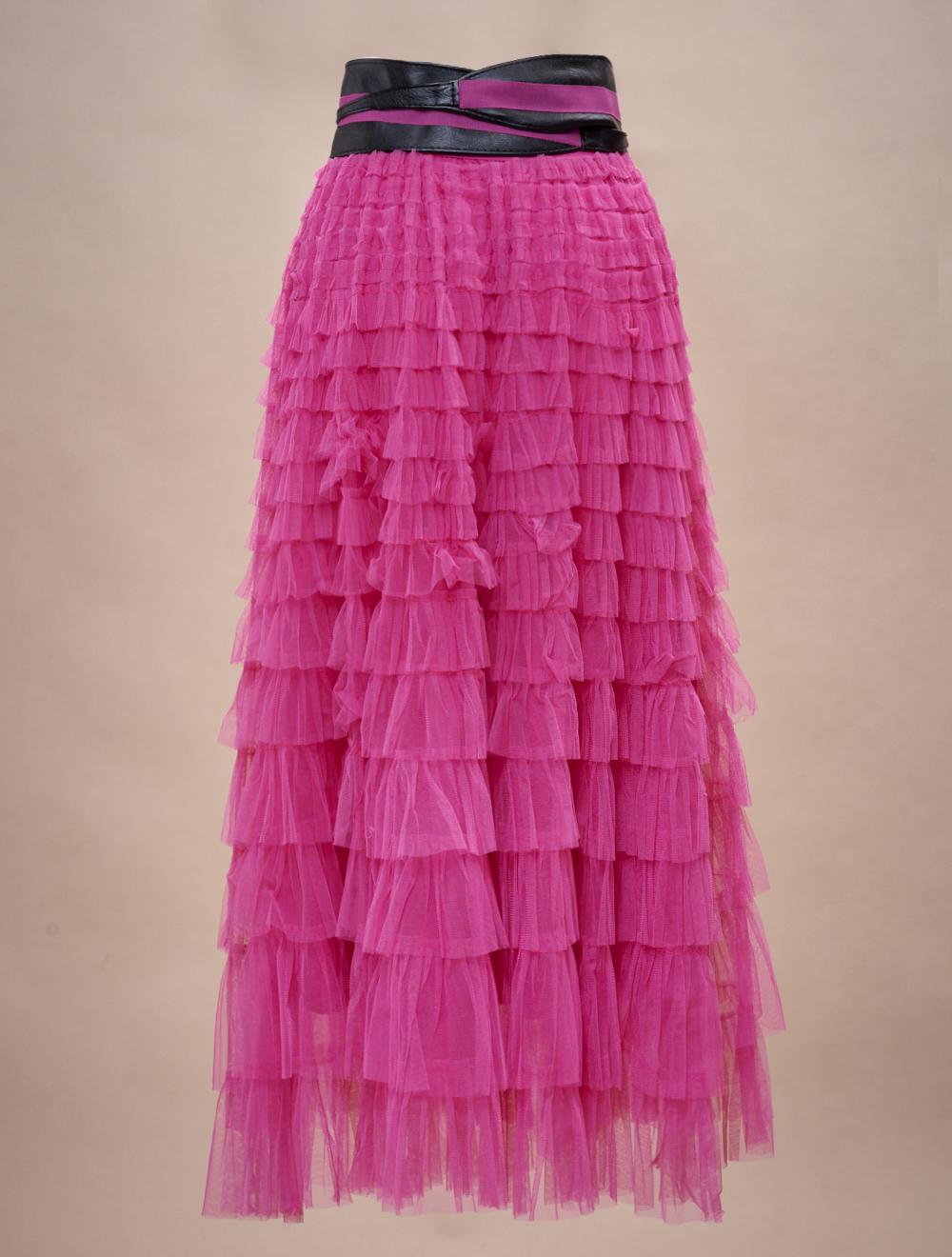 Save The Queen Gonna lunga a balze in tulle fuxia Enormi risparmi