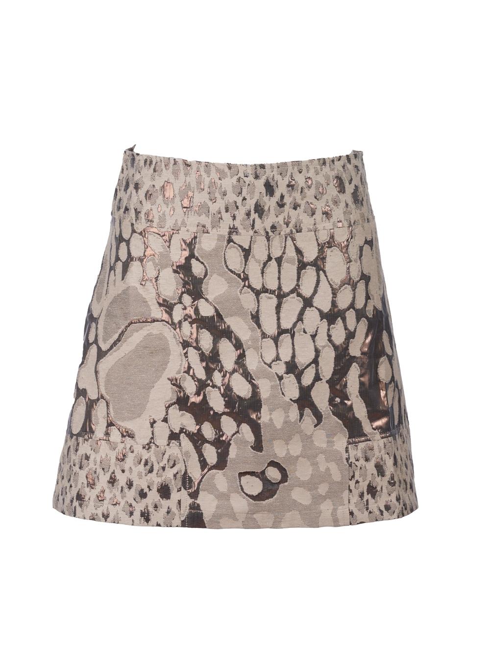 Save The Queen Gonna corta in tessuto jacquard rame Promozione temporanea