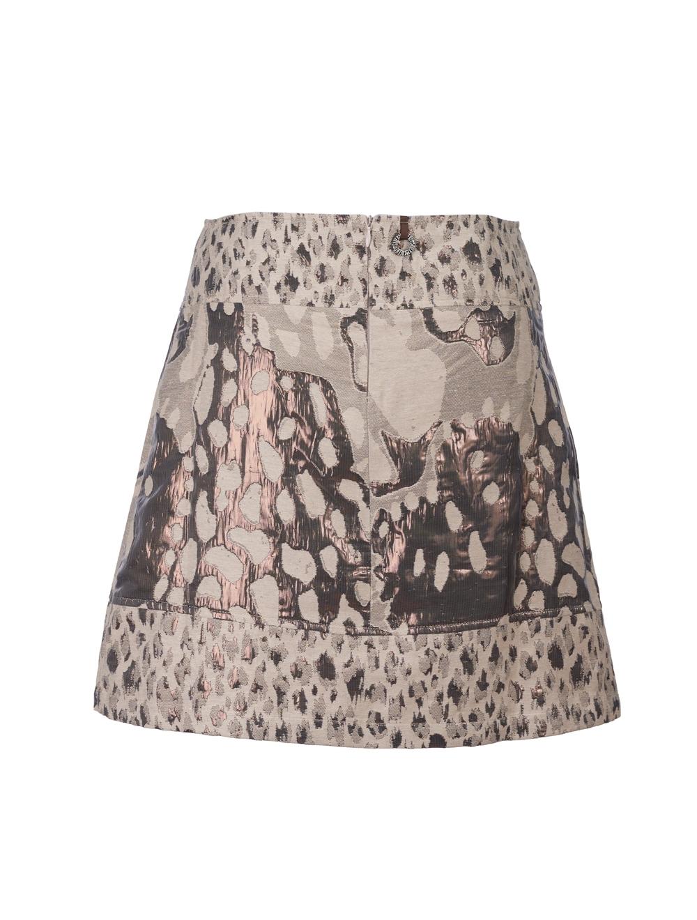 Save The Queen Gonna corta in tessuto jacquard rame Promozione temporanea