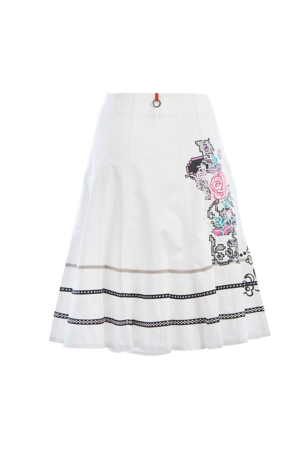 Save The Queen Gonna corta svasata con stampa e ricamo Fino al 60% di sconto