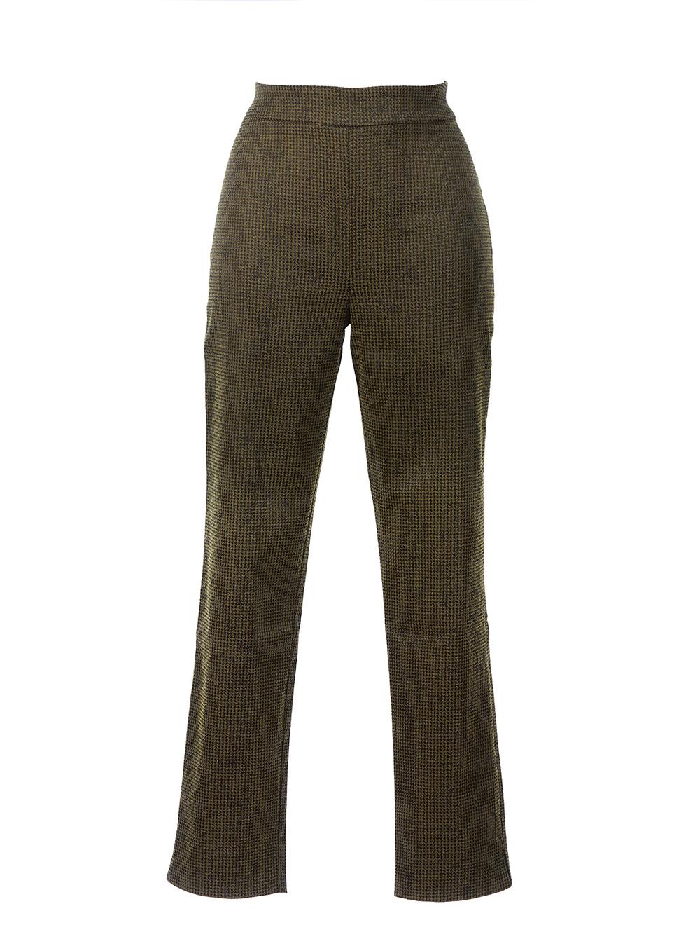 Save The Queen Pantaloni a sigaretta in tessuto jacquard nero e verde