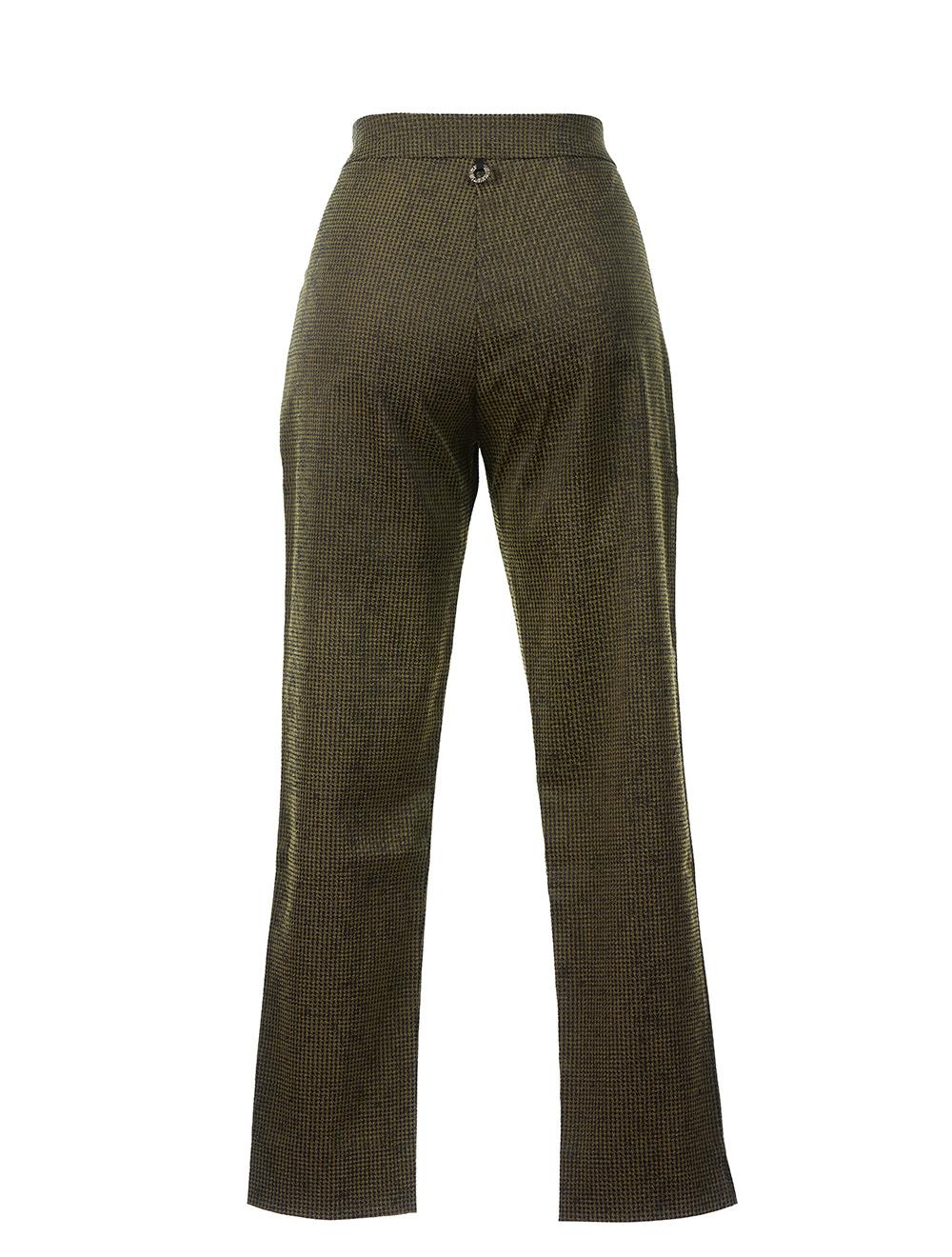 Save The Queen Pantaloni a sigaretta in tessuto jacquard nero e verde Fino al 65% di sconto