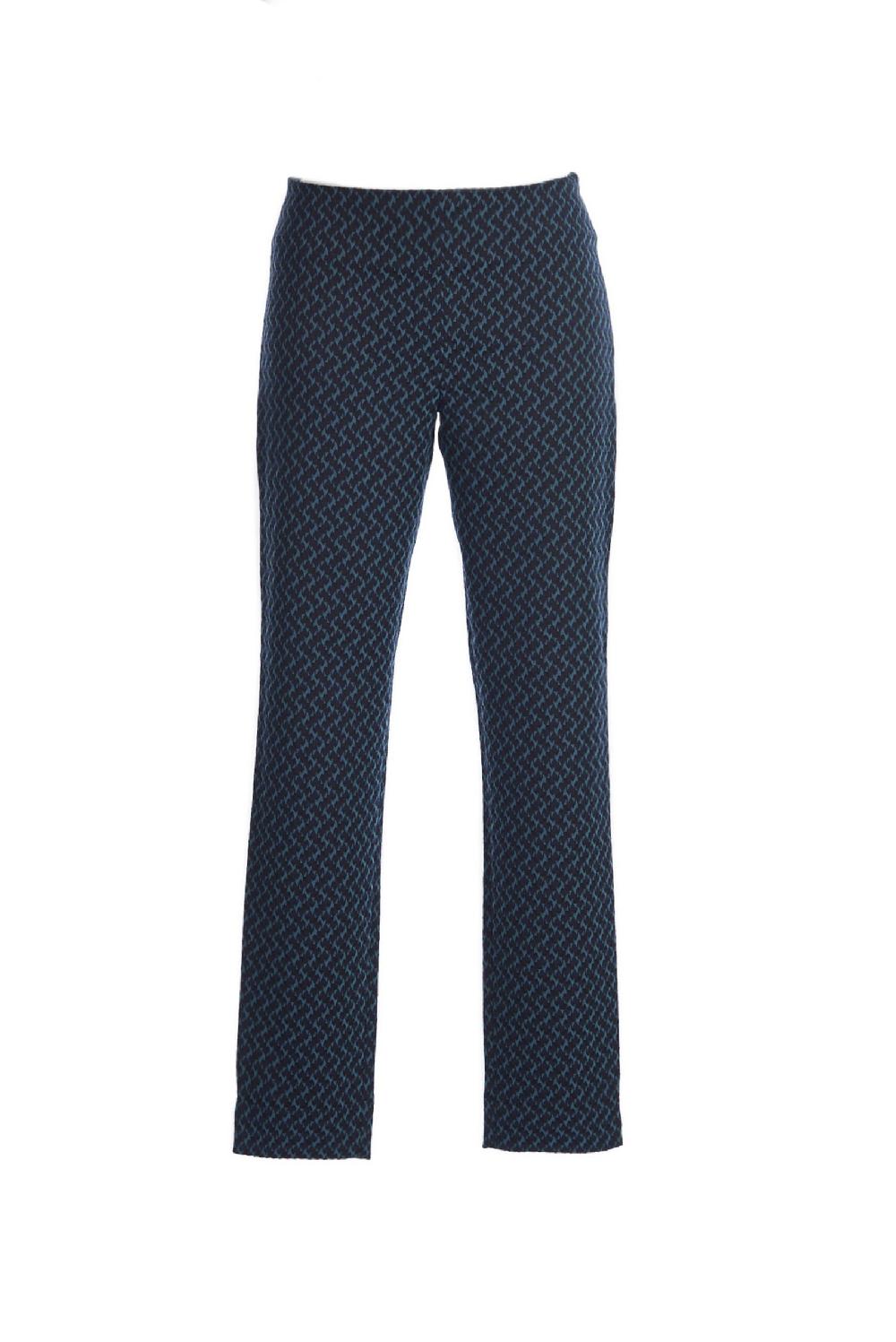Save The Queen Pantaloni a sigaretta in tessuto jacquard blu azzurro e nero