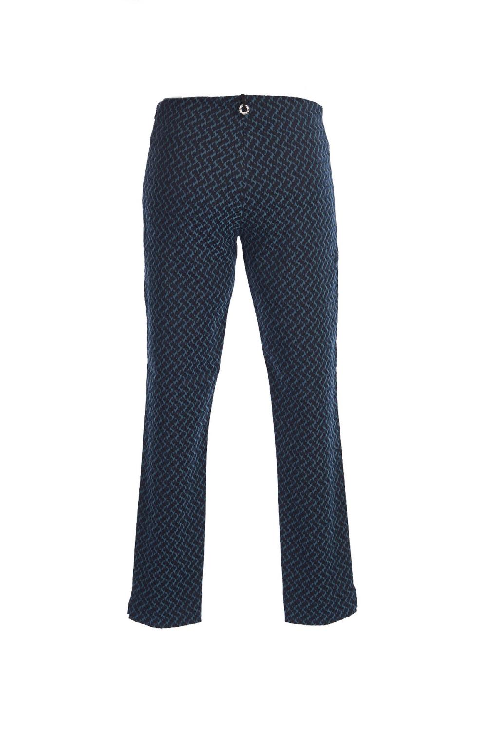 Save The Queen Pantaloni a sigaretta in tessuto jacquard blu azzurro e nero Only for today
