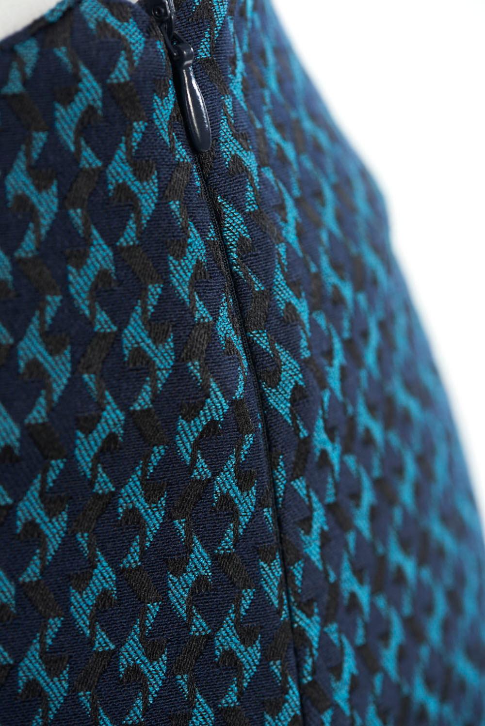 Save The Queen Pantaloni a sigaretta in tessuto jacquard blu azzurro e nero Only for today
