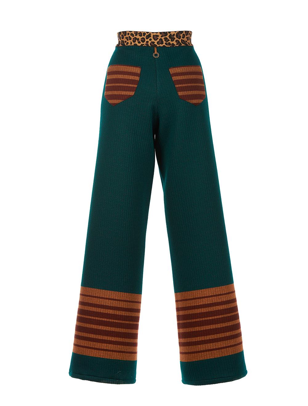 Save The Queen Pantaloni palazzo color petrolio in tessuto di maglia impunturato Discount Store per i nuovi prodotti