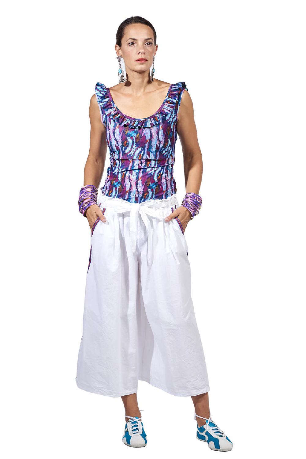 Save The Queen Pantaloni in cotone bianco Super sconto