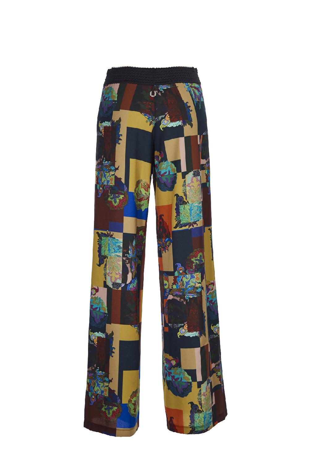 Save The Queen Pantaloni palazzo con stampa dedicata all’Oriente Enormi sconti