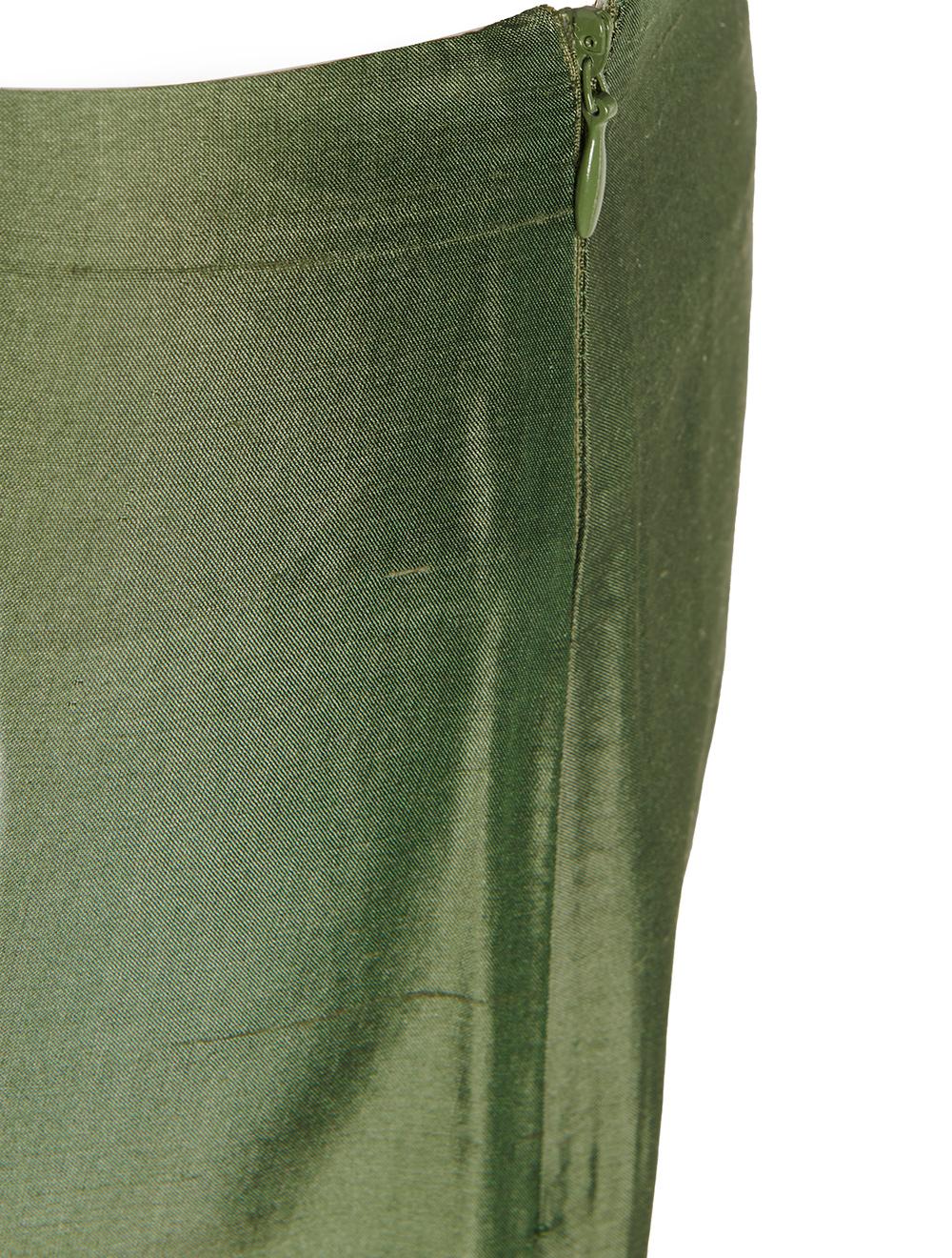 Save The Queen Pantalone in shantung di seta verde bosco Limitato a 3 giorni