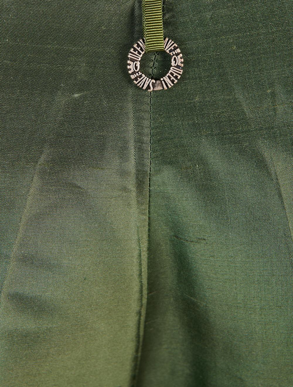 Save The Queen Pantalone in shantung di seta verde bosco Limitato a 3 giorni
