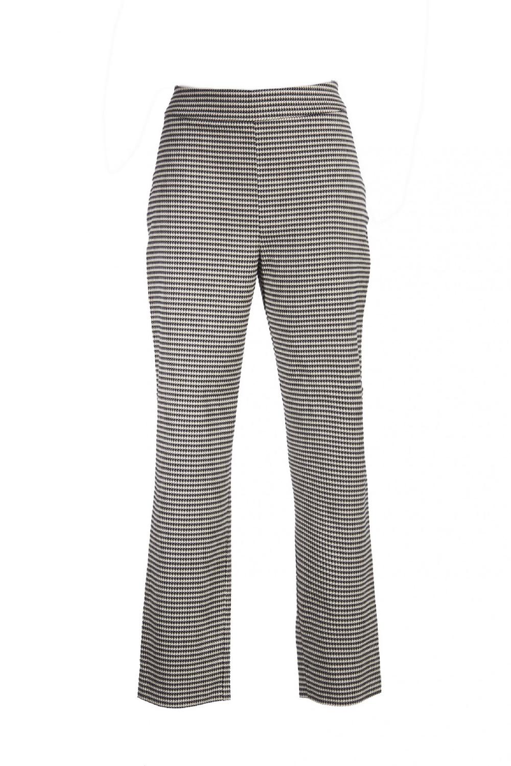 Save The Queen Pantaloni jacquard a pied de poule bianco e nero