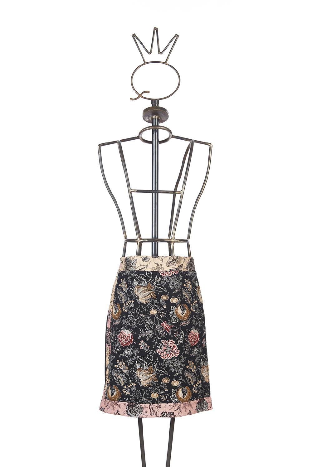 Save The Queen gonna corta in tessuto jacquard floreale Italia