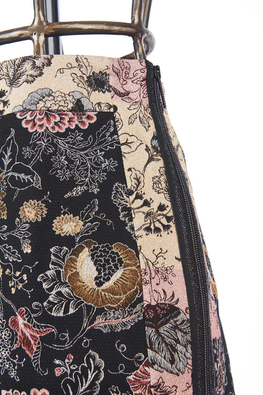 Save The Queen gonna corta in tessuto jacquard floreale Italia