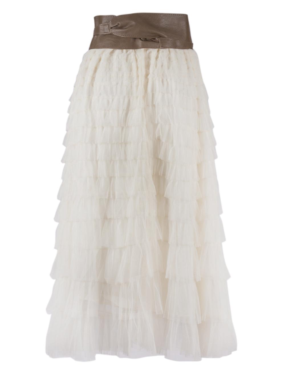 Save The Queen Gonna lunga a balze in tulle color panna Qualità Garantita
