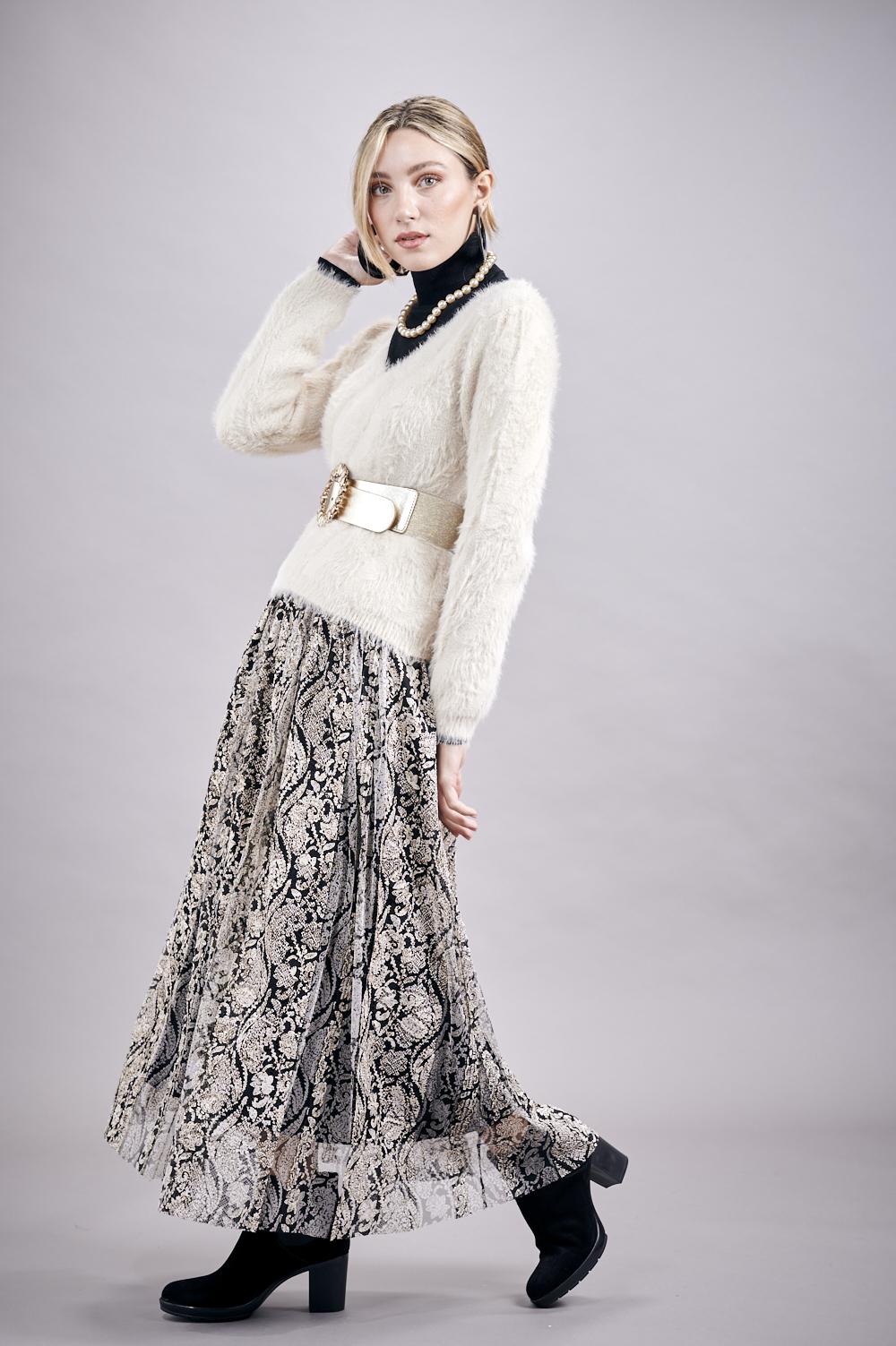 Save The Queen Gonna in pizzo e tulle nera e beige