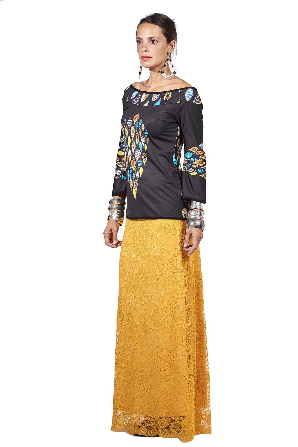 Save The Queen Gonna lunga in pizzo giallo Moda