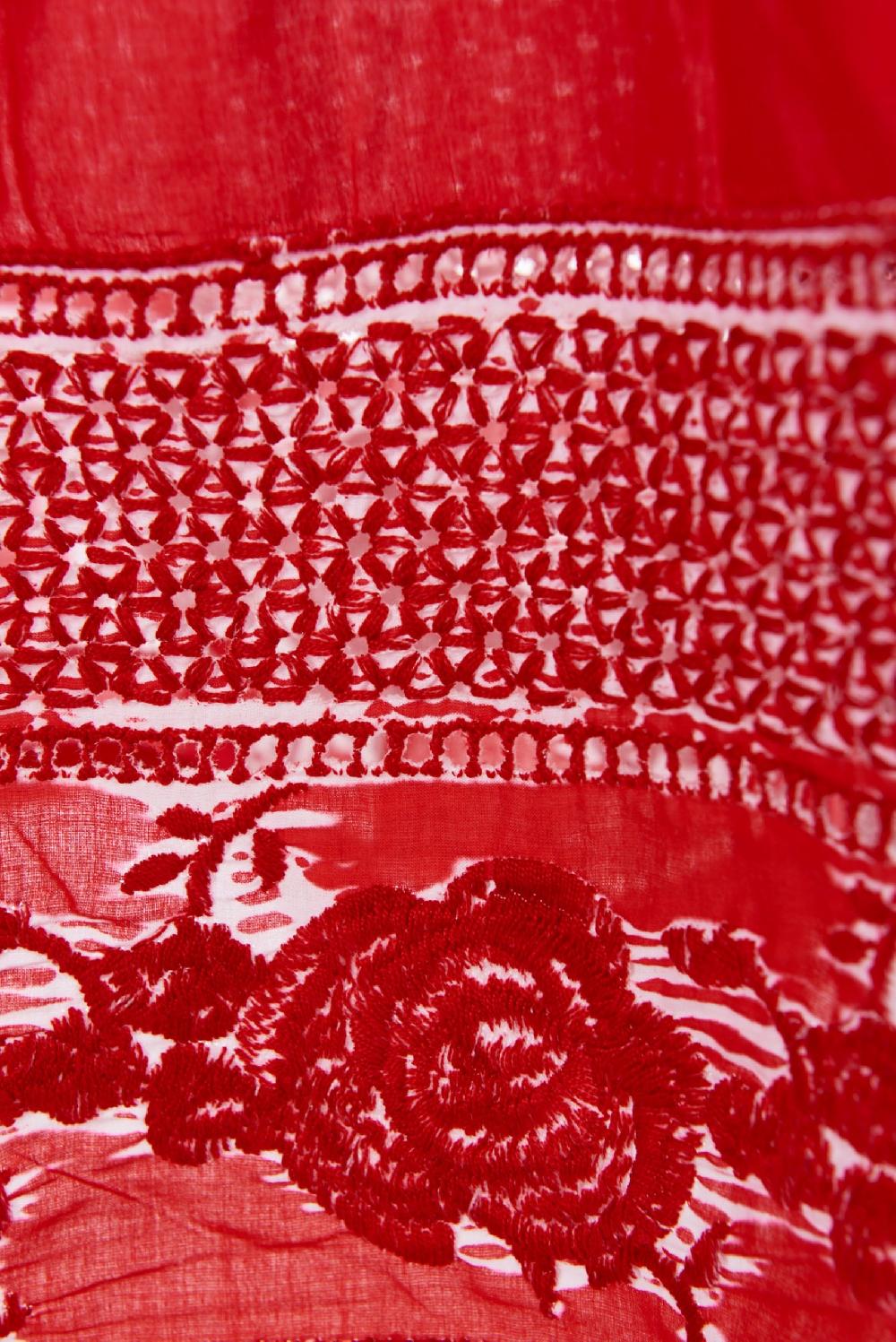 Save The Queen Gonna lunga in cotone rosso e Sangallo Sconto di tempo limitato