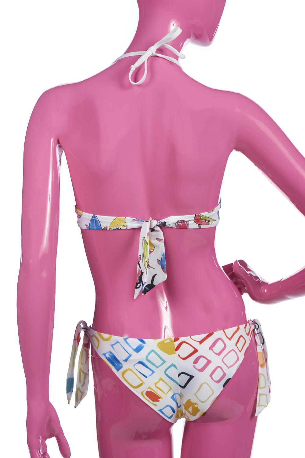 Save The Queen Bikini con reggiseno a coppa push-up con stampa pesci e geometrica Offerta natalizia