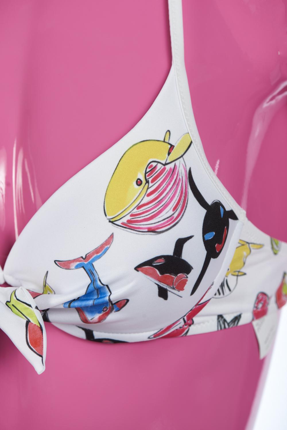 Save The Queen Bikini con reggiseno a coppa push-up con stampa pesci e geometrica Offerta natalizia