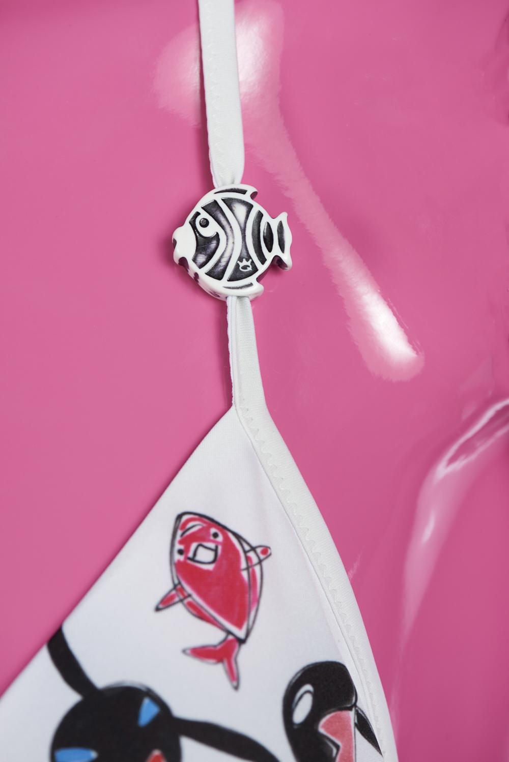 Save The Queen Bikini con reggiseno a triangolo con stampa pesci e geometrica Offerta Pasqua
