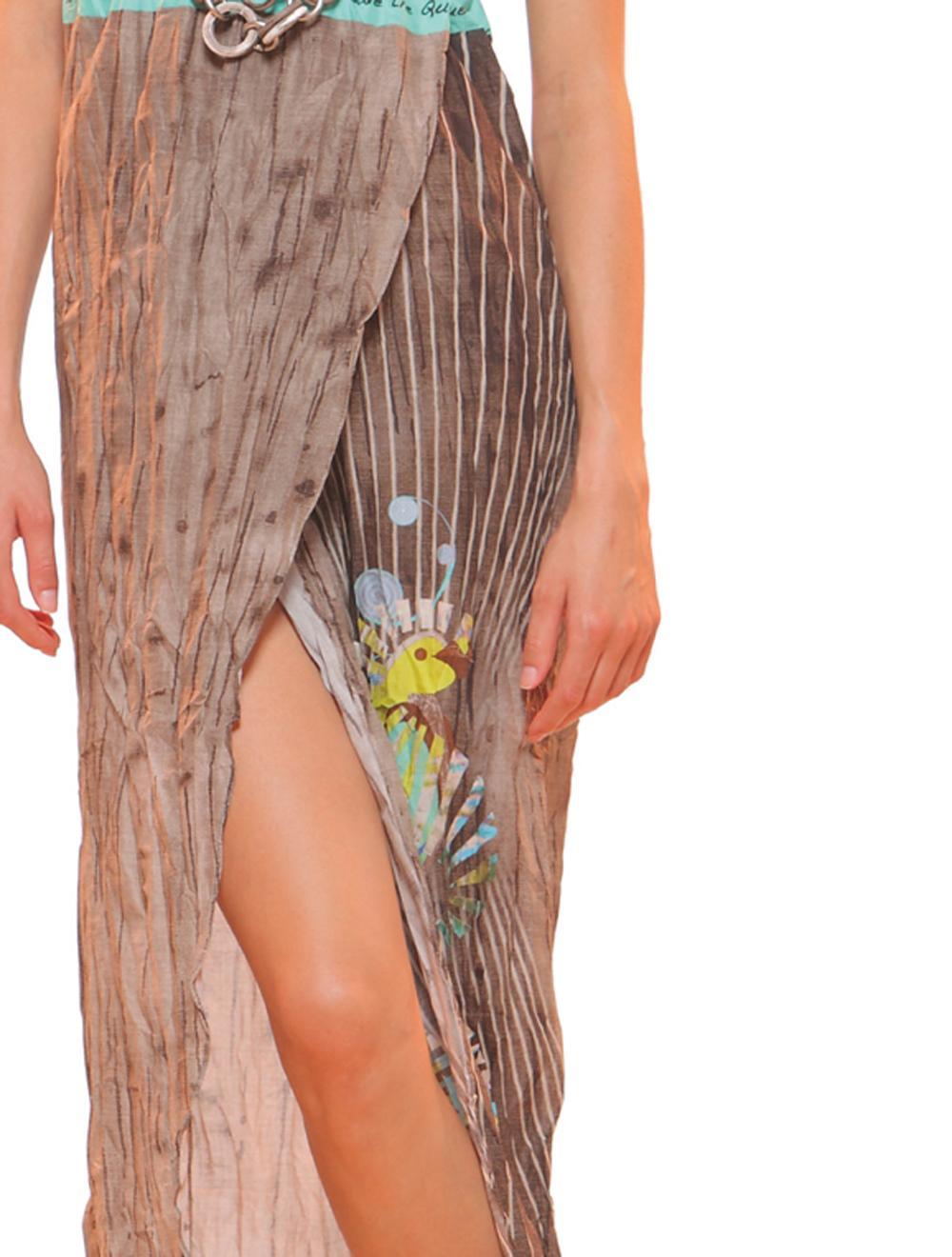 Save The Queen Vestito lungo marrone in cotone con stampa Latest fashion