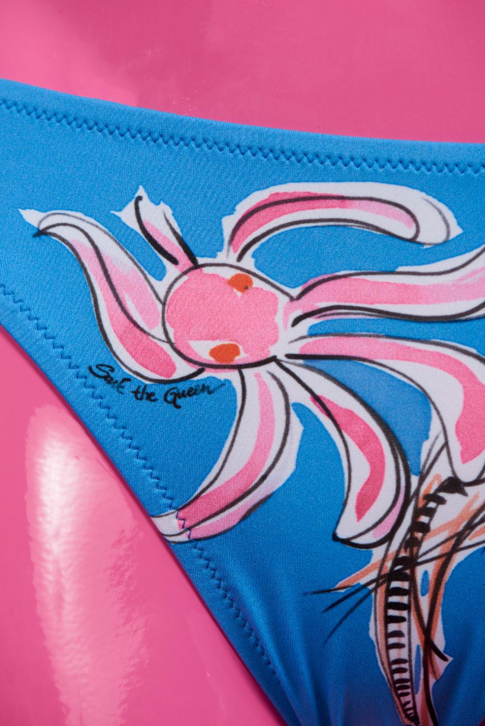 Save The Queen Bikini celeste a triangolo con stampa polipi e meduse Esporta salva