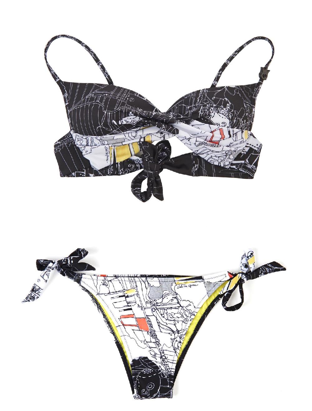 Save The Queen Bikini con reggiseno push-up e spalline a fantasia - Coppa B Vendita