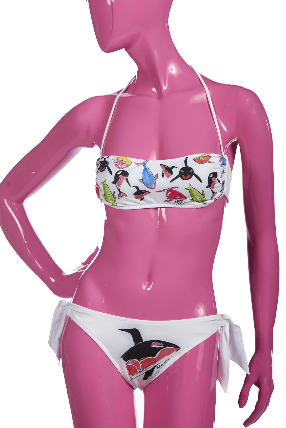 Save The Queen Bikini a fascia con stampa pesci