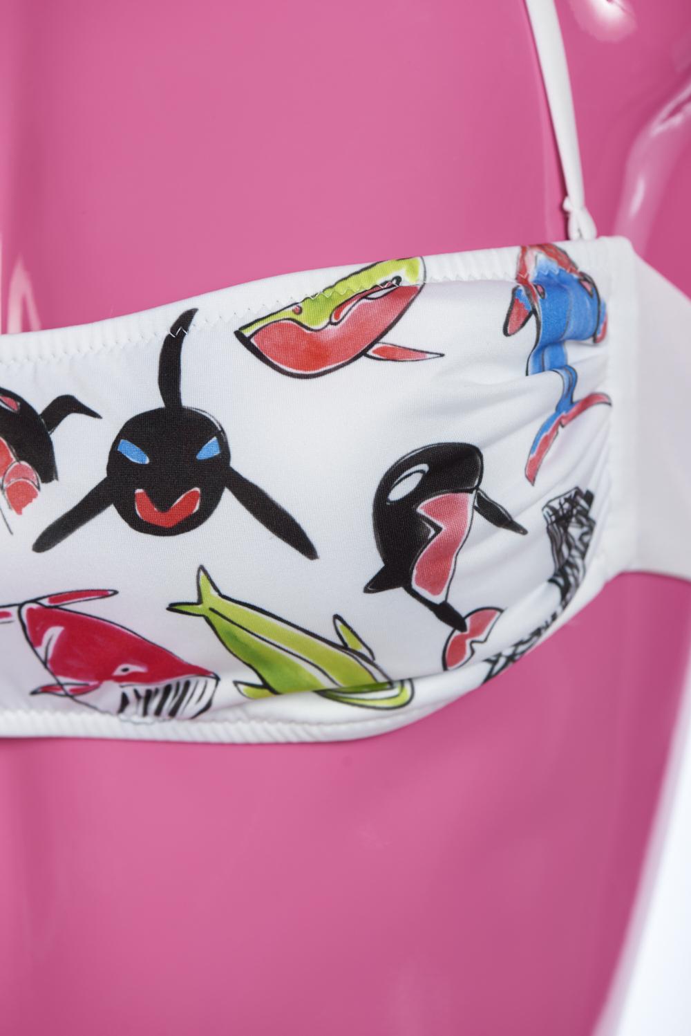 Save The Queen Bikini a fascia con stampa pesci Online