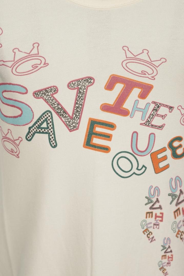 Save The Queen Top stampato Vendita Economica