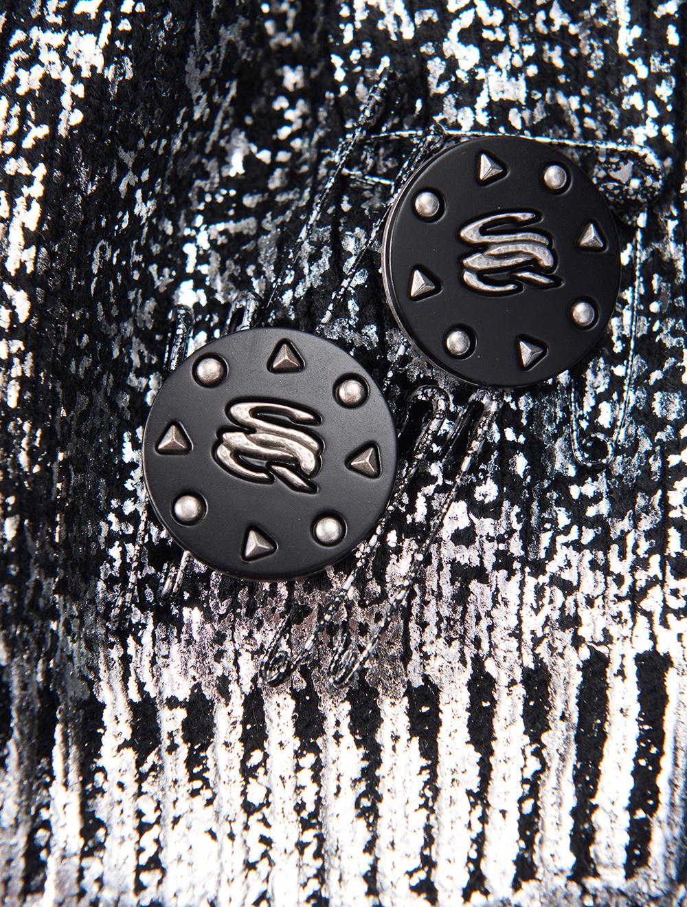Save The Queen Cappello in maglia nero con effetto laminato argento Fino al 50% di sconto