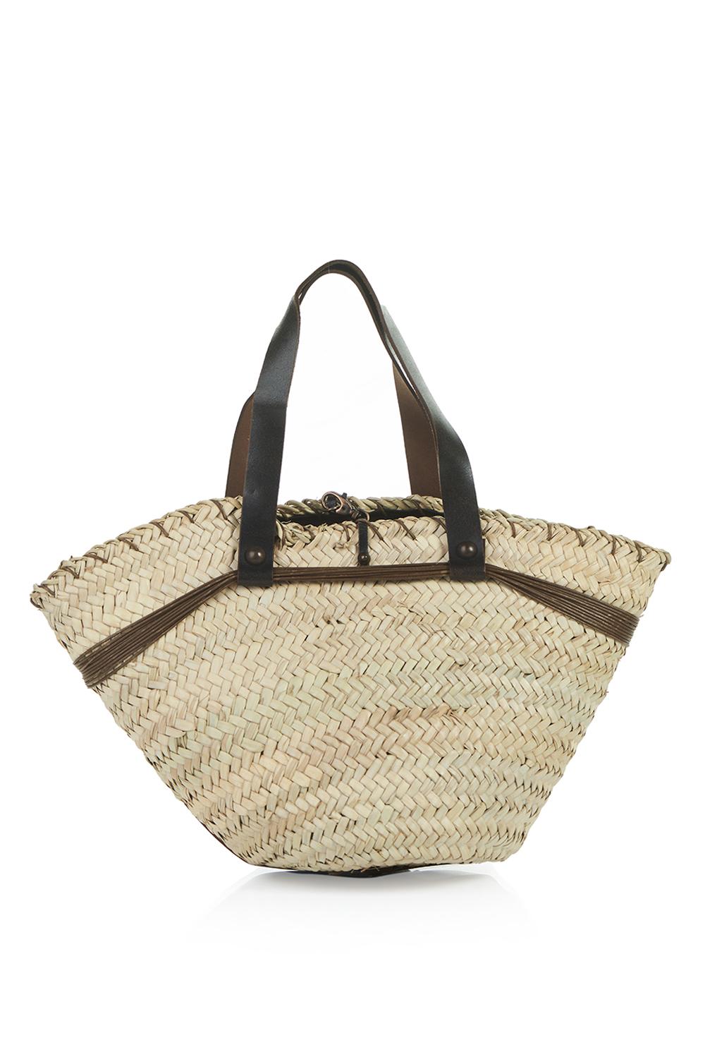 Save The Queen Borsa in paglia e pelle con decorazioni Duty-free