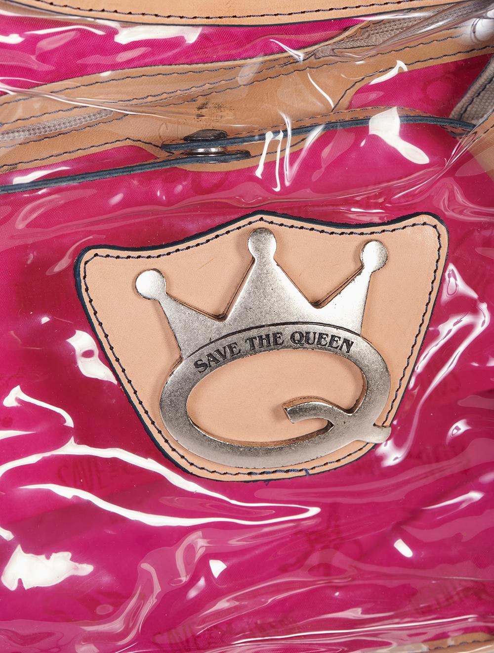 Save The Queen Borsa media trasparente con dettagli in tela e cuoio 50% di sconto per tempo limitato
