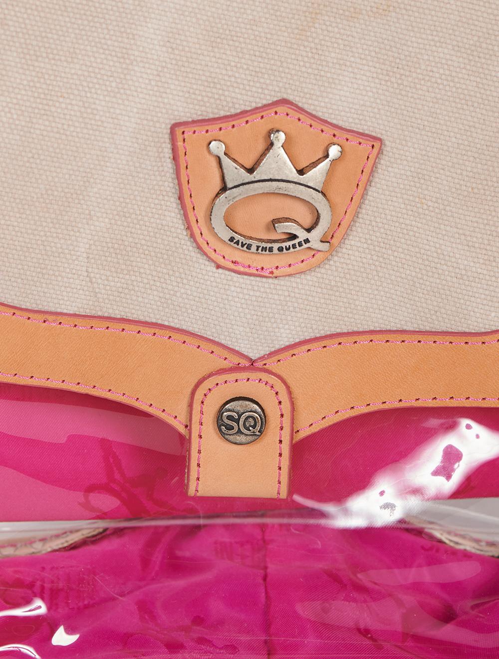Save The Queen Borsa piccola trasparente con dettagli in tela e cuoio Sconti questo mese
